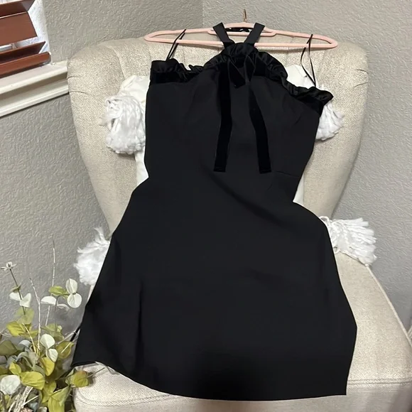 halter top long formal dresses Dark Navy Two Piece Halter Satin Long Prom Dress, Formal Dresses, MP183 –  Musebridals main image 0